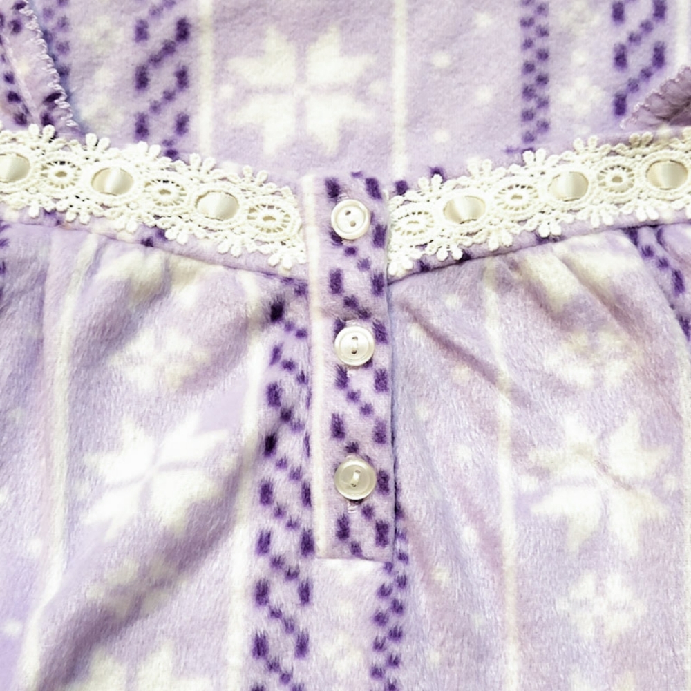 Adonna Purple and White Striped Fleece Long Sleeve Nightgown Women's Size 3X - Picture 6 of 10